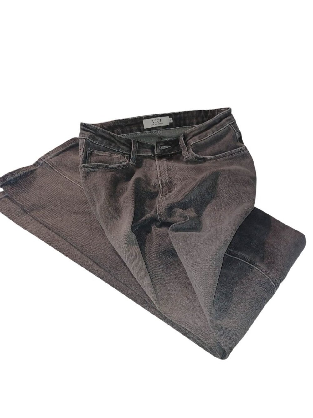 Vici Denim Jeans Boot Cut Gray Wash High Rise Straight Baggy Leg Womens Sz 27/4